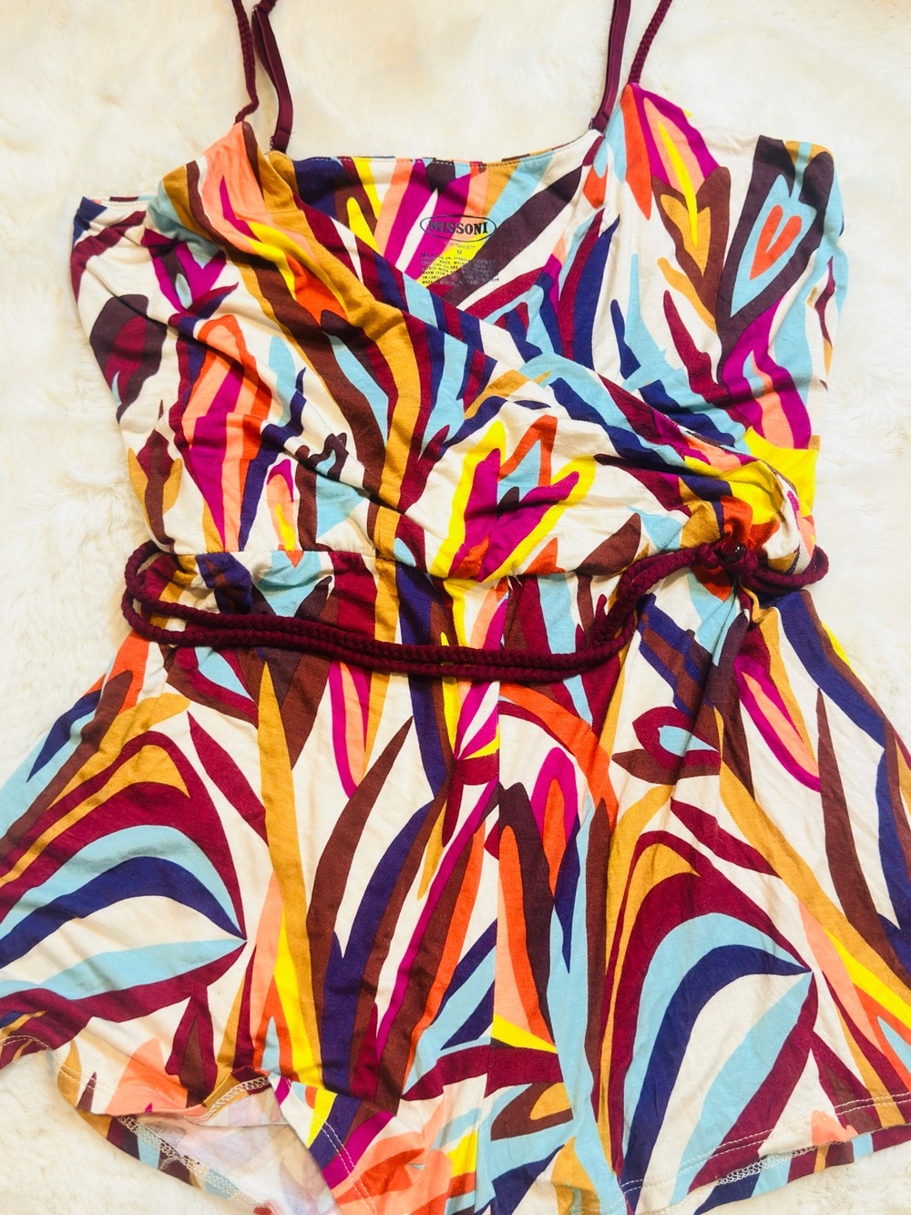 Missoni for target Multicolor Abstract Strap Romper in White, Pink, Yellow, Blue